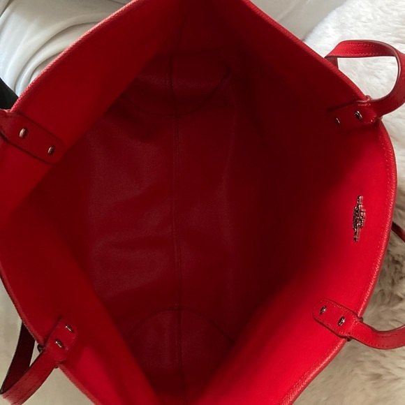 Coach Red Reversible Floral Tote Bag with insert pouch - Picture 6 of 9